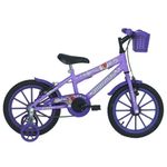 Bicicleta Sweet Girl Aro 16 V-Brake Lilás Infantil com Cesta e Rodinhas Mormaii
