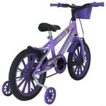 Bicicleta Sweet Girl Aro 16 V-Brake Lilás Infantil com Cesta e Rodinhas Mormaii