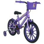 Bicicleta Sweet Girl Aro 16 V-Brake Lilás Infantil com Cesta e Rodinhas Mormaii