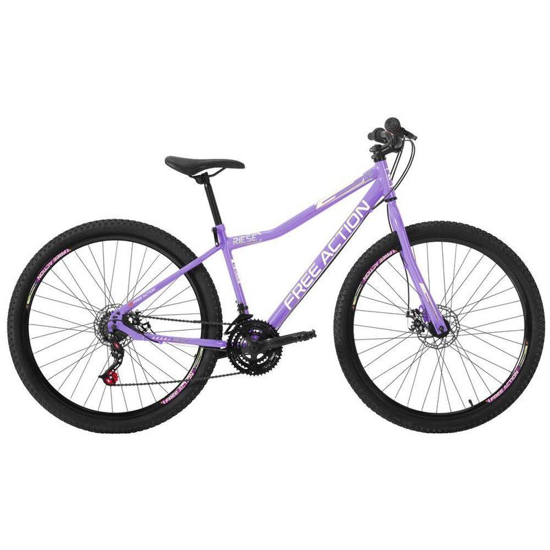 Bicicleta Riese 15 Mtb Aro 29 Quadro Aço 21 Marchas Freio a Disco Lilás Free Action