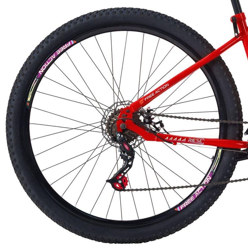 Bicicleta Riese 15 Mtb Aro 29 Quadro Aço 21 Marchas Freio a Disco Free Action Vermelho Coke