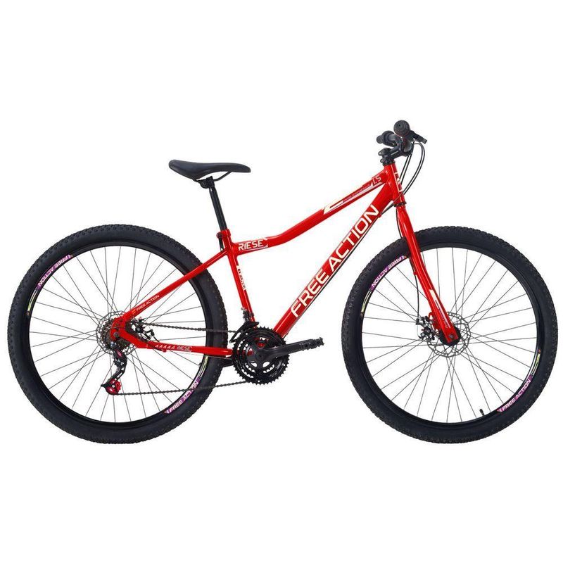 Bicicleta Riese 15 Mtb Aro 29 Quadro Aço 21 Marchas Freio a Disco Free Action Vermelho Coke