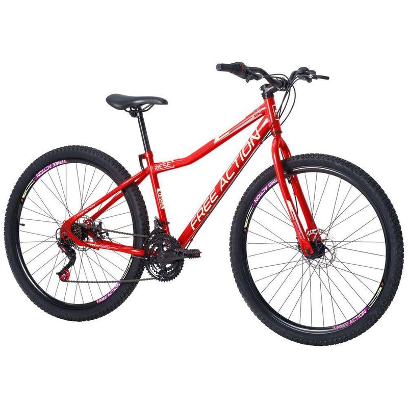Bicicleta Riese 15 Mtb Aro 29 Quadro Aço 21 Marchas Freio a Disco Free Action Vermelho Coke