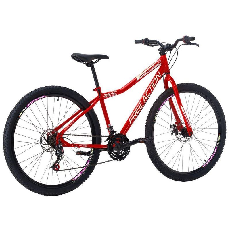 Bicicleta Riese 15 Mtb Aro 29 Quadro Aço 21 Marchas Freio a Disco Free Action Vermelho Coke