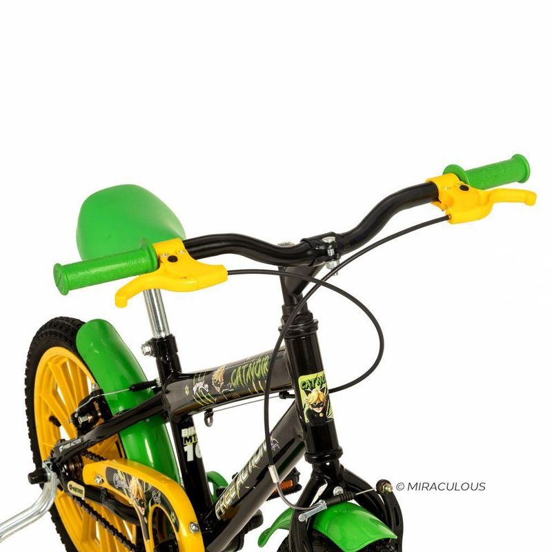 Bicicleta Infantil Cat Noir & Miraculous Mtb Aro 16 com Freio V-Brake Preto Brilho Free Action