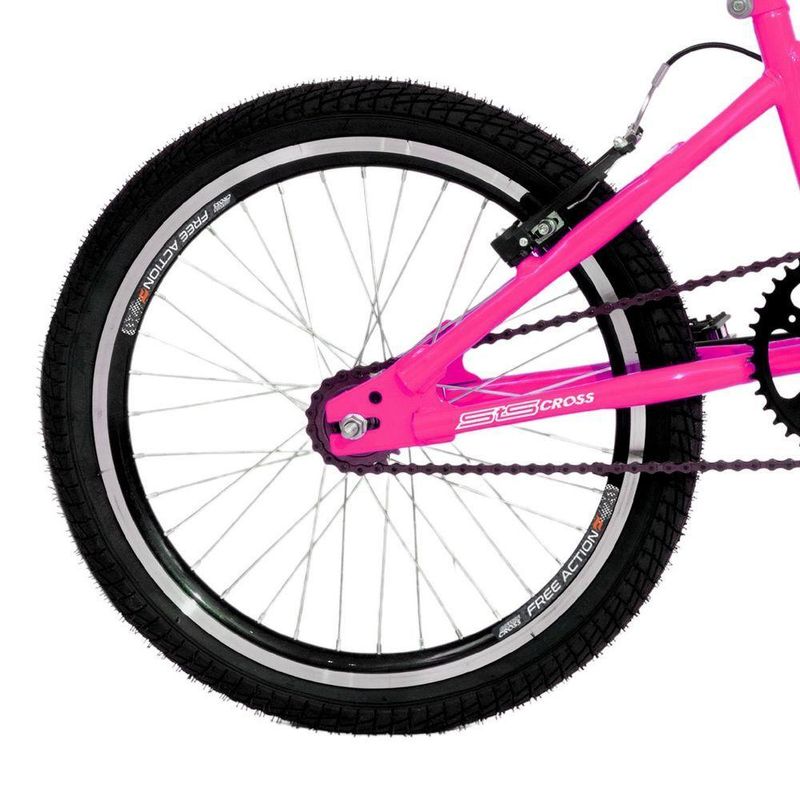 Bicicleta Sts Cross 1v Mountain Bike Aro 20 V-brake Rosa Chicle Free Action