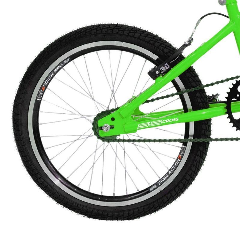 Bicicleta Sts Cross Mountain Bike Aro 20 Quadro Aço 1 Velocidade Verde Kawasaki Free Action