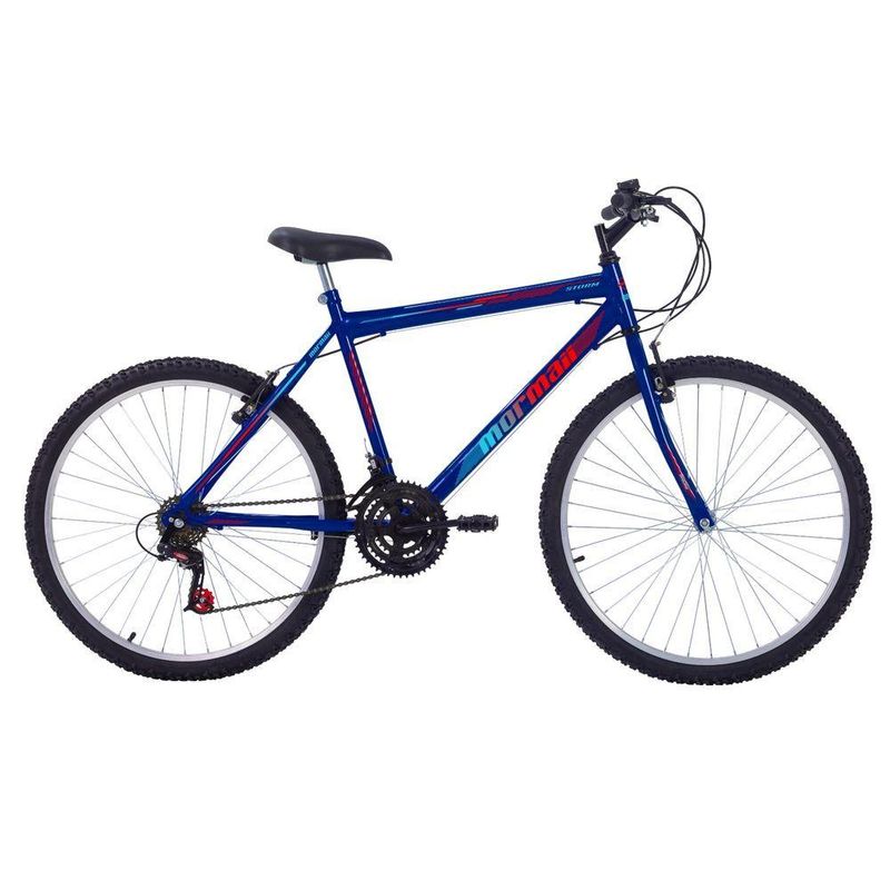 Bicicleta Storm Mountain Bike Aro 26 Quadro Aço 18 Marchas Azul Alanya Mormaii