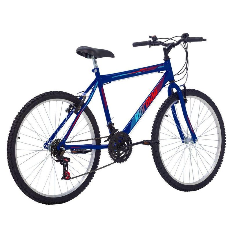 Bicicleta Storm Mountain Bike Aro 26 Quadro Aço 18 Marchas Azul Alanya Mormaii