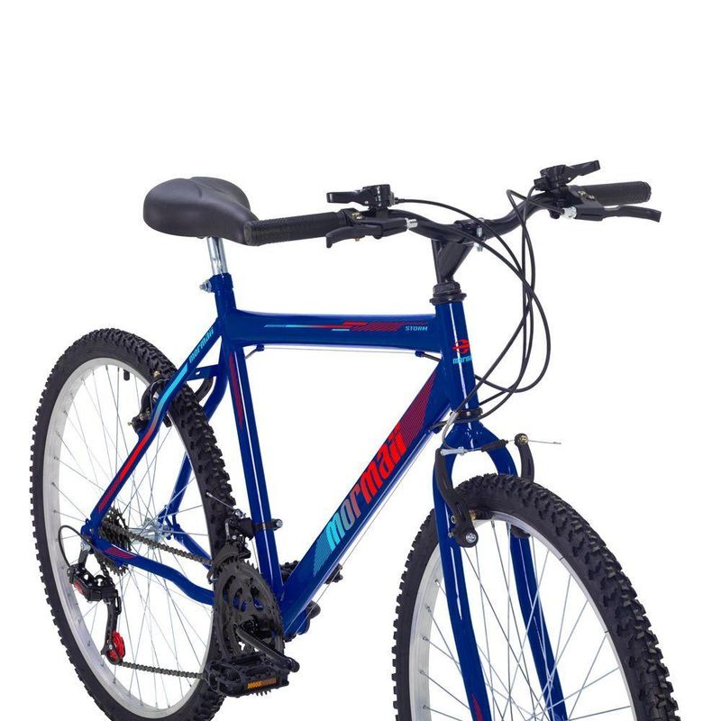 Bicicleta Storm Mountain Bike Aro 26 Quadro Aço 18 Marchas Azul Alanya Mormaii