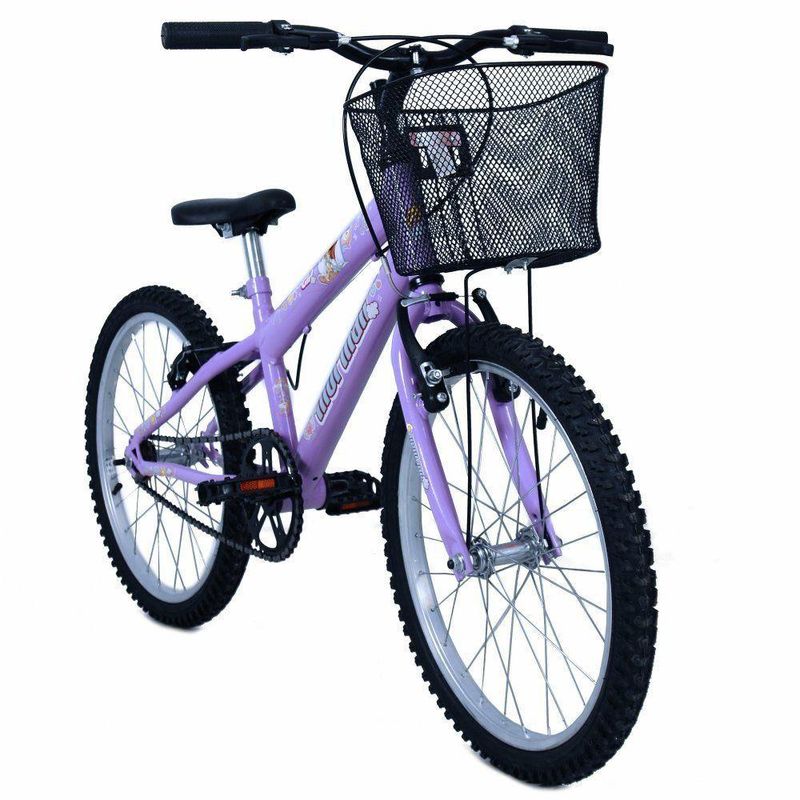 Bicicleta Infantil Sweet Girl Aro 20 Mtb 1v V-Brake com Cesta Lilás Mormaii