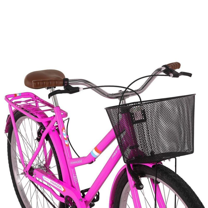 Bicicleta Paradise Urbana Aro 26 Quadro Aço 1 Marcha Rosa Chicle Free Action