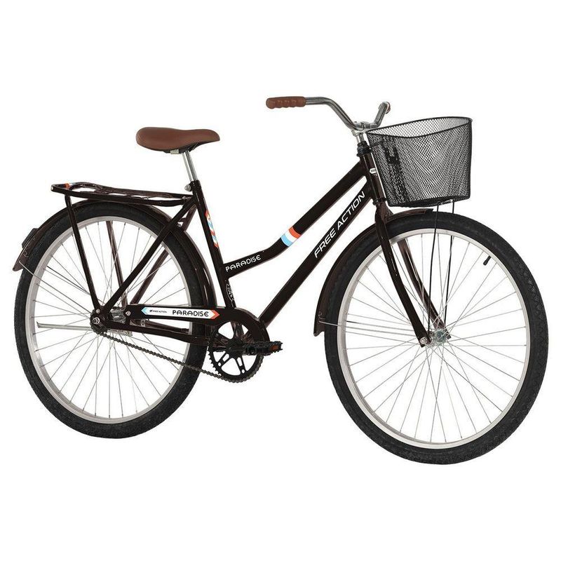 Bicicleta Paradise Urbana Aro 26 Quadro Aço 1v Contra Pedal Free Action Preto Brilho