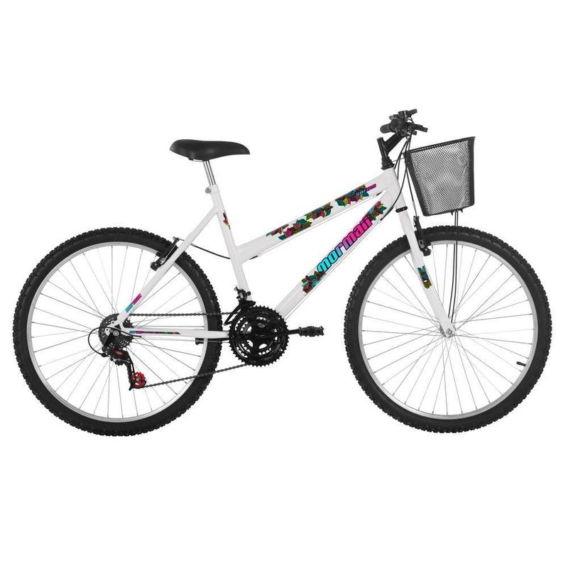 Bicicleta Safira Mountain Bike Aro 26 Quadro Aço 18 Marchas V-brake Branco Mormaii