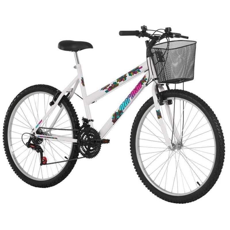 Bicicleta Safira Mountain Bike Aro 26 Quadro Aço 18 Marchas V-brake Branco Mormaii