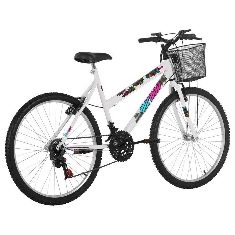 Bicicleta Safira Mountain Bike Aro 26 Quadro Aço 18 Marchas V-brake Branco Mormaii