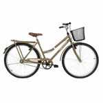 Bicicleta Paradise Urbana Aro 26 Quadro Aço 1v V-Brake Dourado Free Action