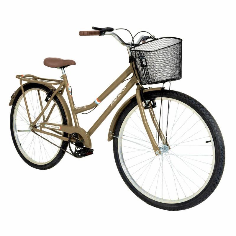 Bicicleta Paradise Urbana Aro 26 Quadro Aço 1v V-Brake Dourado Free Action
