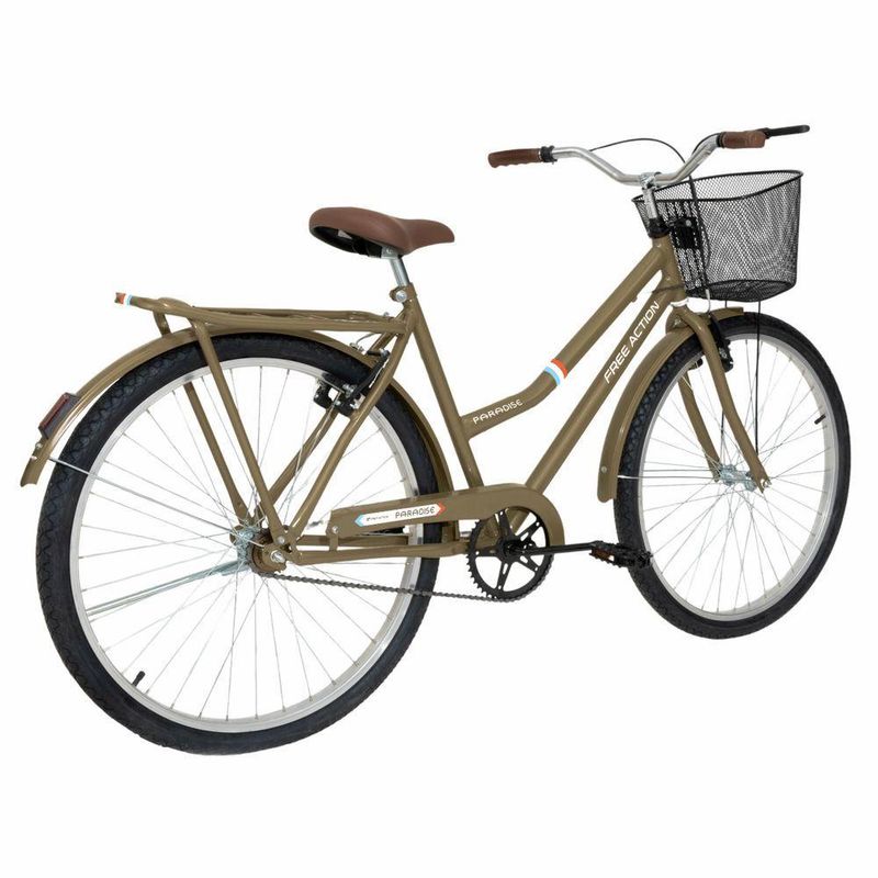 Bicicleta Paradise Urbana Aro 26 Quadro Aço 1v V-Brake Dourado Free Action