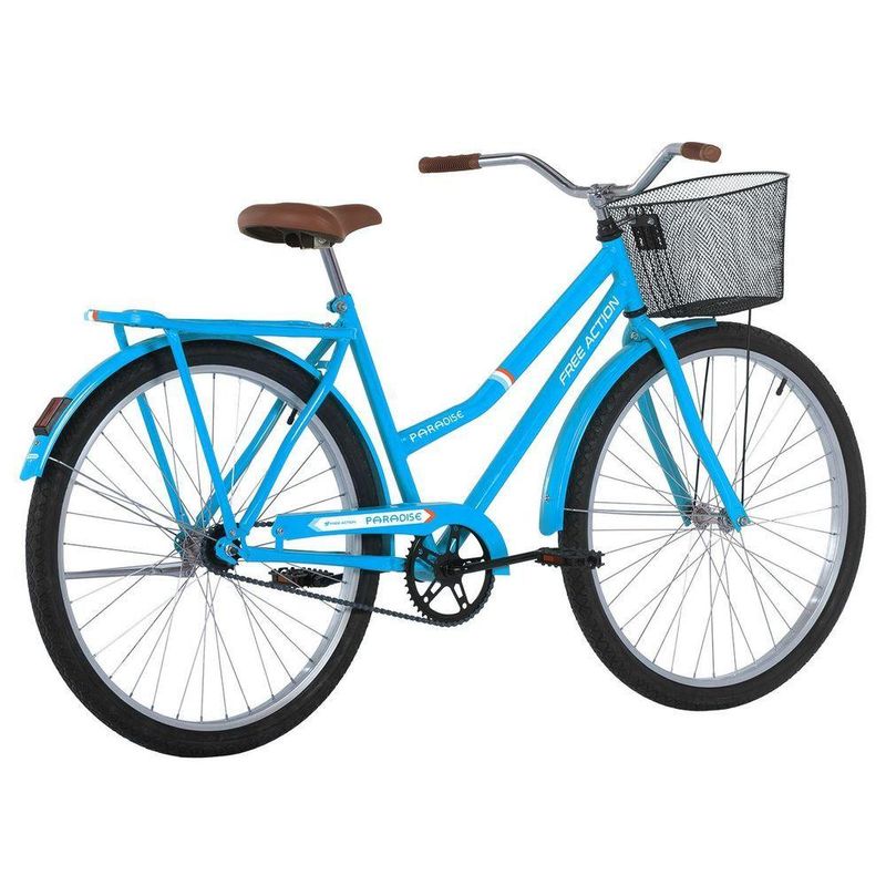 Bicicleta Paradise Urbana Aro 26 Quadro Aço 1 Velocidade Azul Capri Free Action