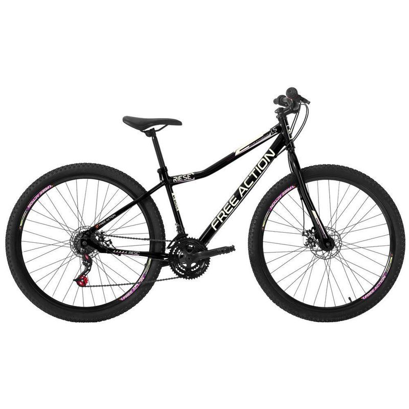 Bicicleta Riese 15 Mountain Bike Aro 29 Quadro Aço 21v Freio a Disco Free Action Preto Brilho