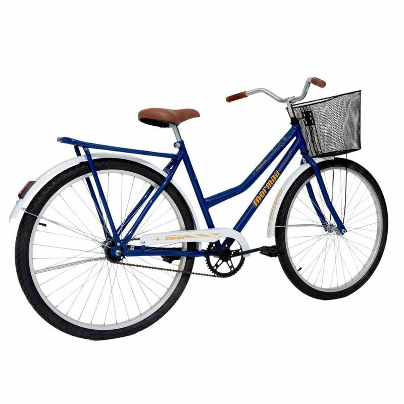 Bicicleta Soberana Urbana Transporte e Passeio Aro 26 Quadro Aço 1v Azul Alanya Mormaii