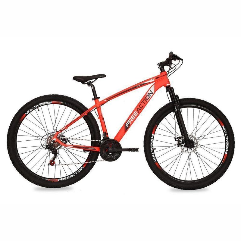 Bicicleta Flexus 31 Mtb Aro 29 Quadro Alumínio 21 Marchas Free Action Laranja Neon Branco