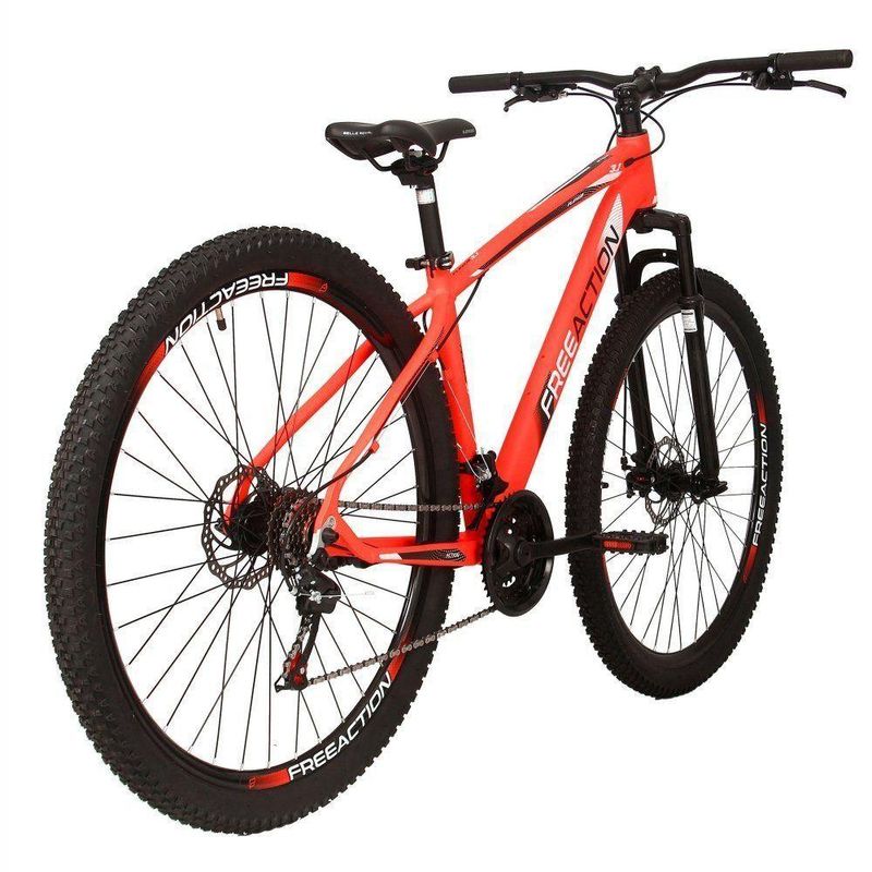 Bicicleta Flexus 31 Mtb Aro 29 Quadro Alumínio 21 Marchas Free Action Laranja Neon Branco