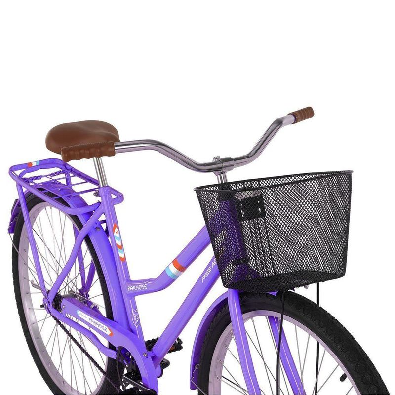 Bicicleta Paradise Urbana Aro 26 Quadro Aço 1 Marcha Contra Pedal Lilás Free Action