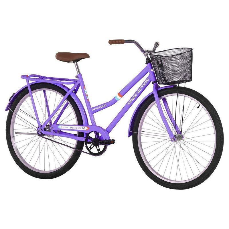 Bicicleta Paradise Urbana Aro 26 Quadro Aço 1 Marcha Contra Pedal Lilás Free Action