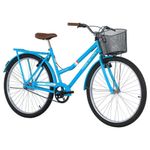 Bicicleta Paradise Urbana Aro 26 Quadro Aço 21 com Cesta e Bagageiro Free Action Azul Capri