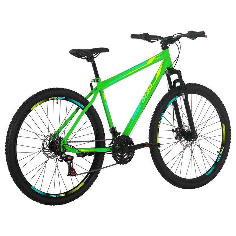 Bicicleta Mountain Bike Jaws 20 Aro 29 Quadro Aço 21 Marchas Freio a Disco Verde Kawasaki Mormaii