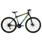 Bicicleta Mountain Bike Jaws 20 Aro 29 Quadro Aço 21 Marchas Mormaii Preto com Grafismo Verde e Azul