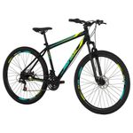 Bicicleta Mountain Bike Jaws 20 Aro 29 Quadro Aço 21 Marchas Mormaii Preto com Grafismo Verde e Azul