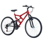 Bicicleta Mountain Bike Full FA 240 Aro 26 Quadro Aço 18 Marchas V-Brake Vermelho Coke Free Action
