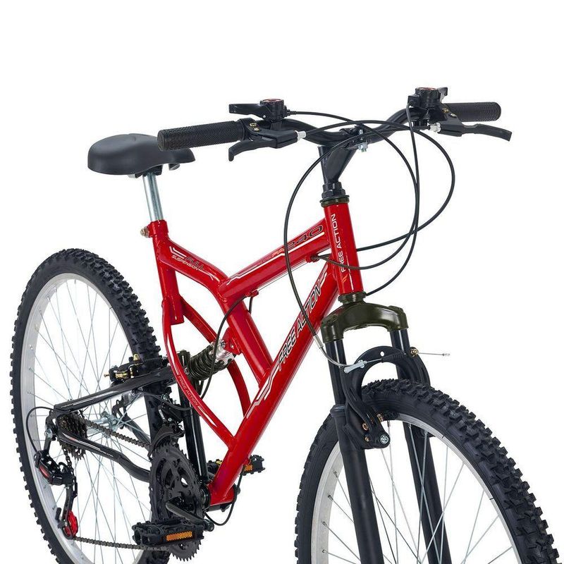 Bicicleta Mountain Bike Full FA 240 Aro 26 Quadro Aço 18 Marchas V-Brake Vermelho Coke Free Action