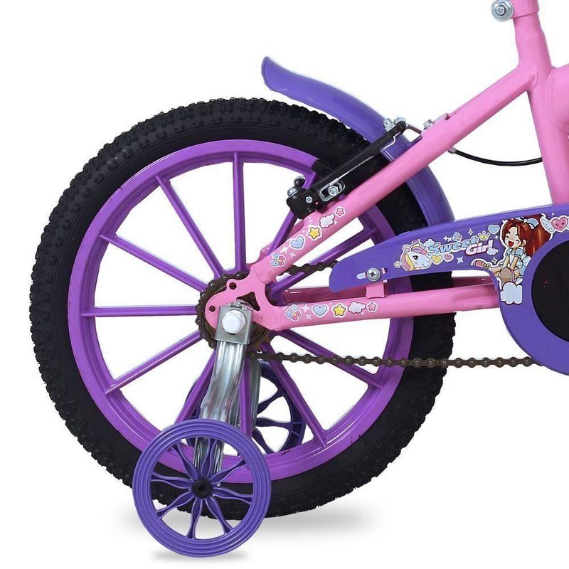 Bicicleta Infantil Sweet Girl Aro 16 V-Brake Rosa Claro Mormaii
