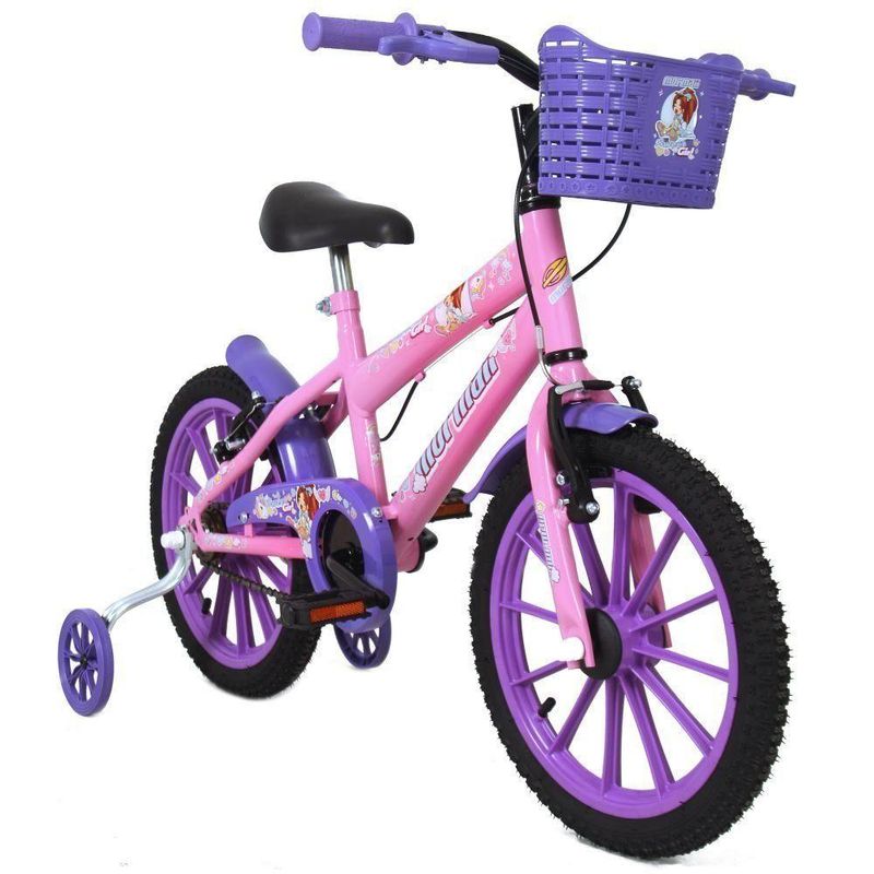 Bicicleta Infantil Sweet Girl Aro 16 V-Brake Rosa Claro Mormaii