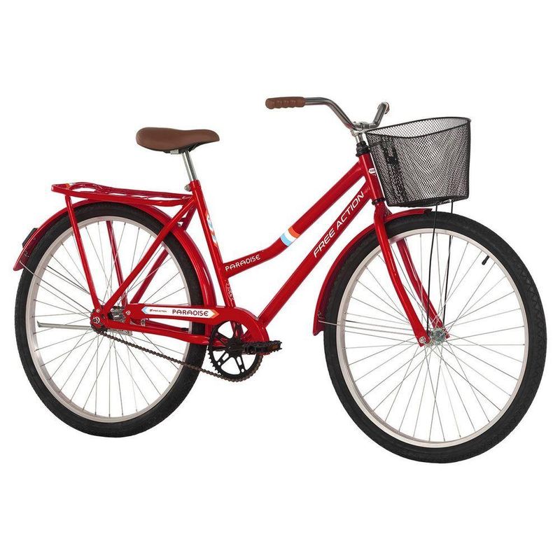 Bicicleta Paradise Urbana Aro 26 Quadro Aço 1v Vermelho Coke Free Action
