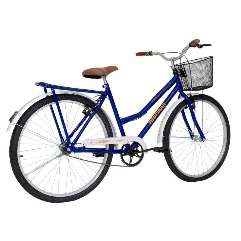 Bicicleta Soberana Urbana Transporte e Passeio Aro 26 Quadro Aço 1v Azul V-Brake Mormaii