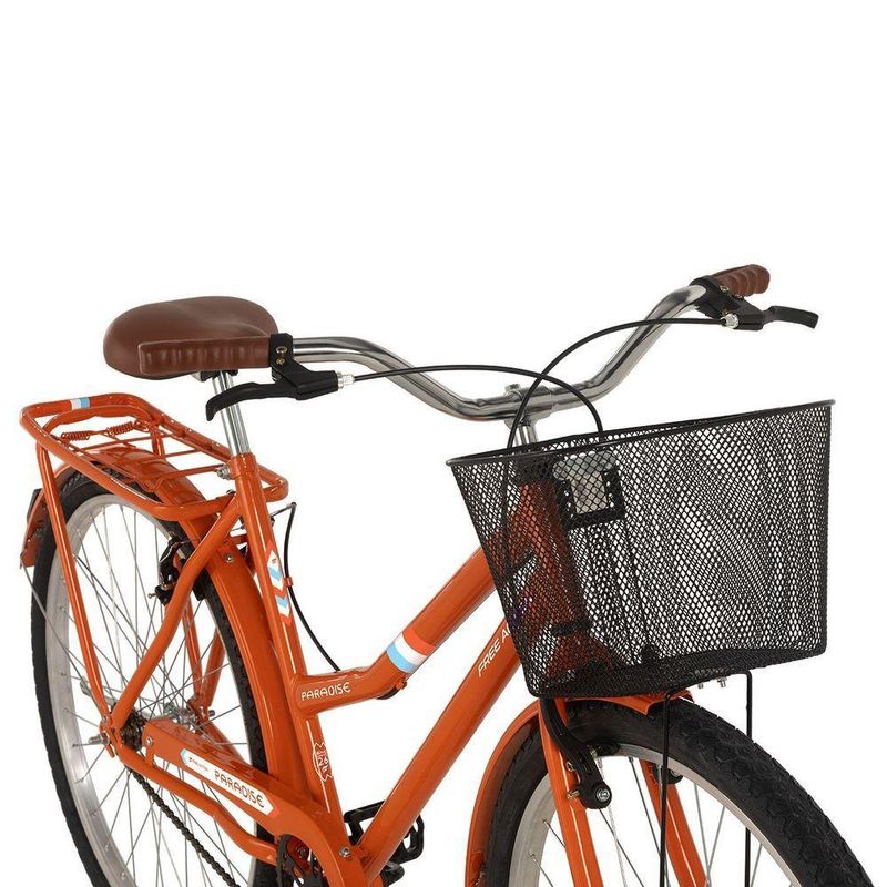 Bicicleta Paradise Urbana Aro 26 Quadro Aço 1 Marcha V-Brake Laranja Free Action