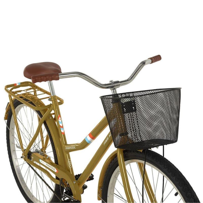 Bicicleta Paradise Urbana Aro 26 Quadro Aço 1 Marcha Free Action Dourado