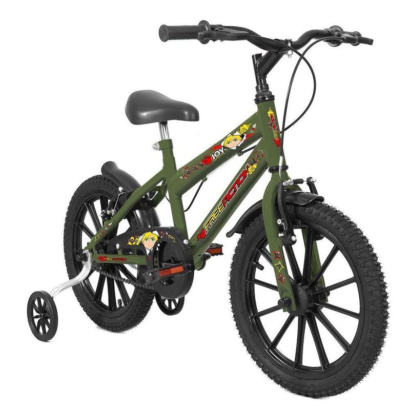 Bicicleta Infantil Joy Mountain Bike Aro 16 Quadro em Aço 1v Verde Militar Free Action