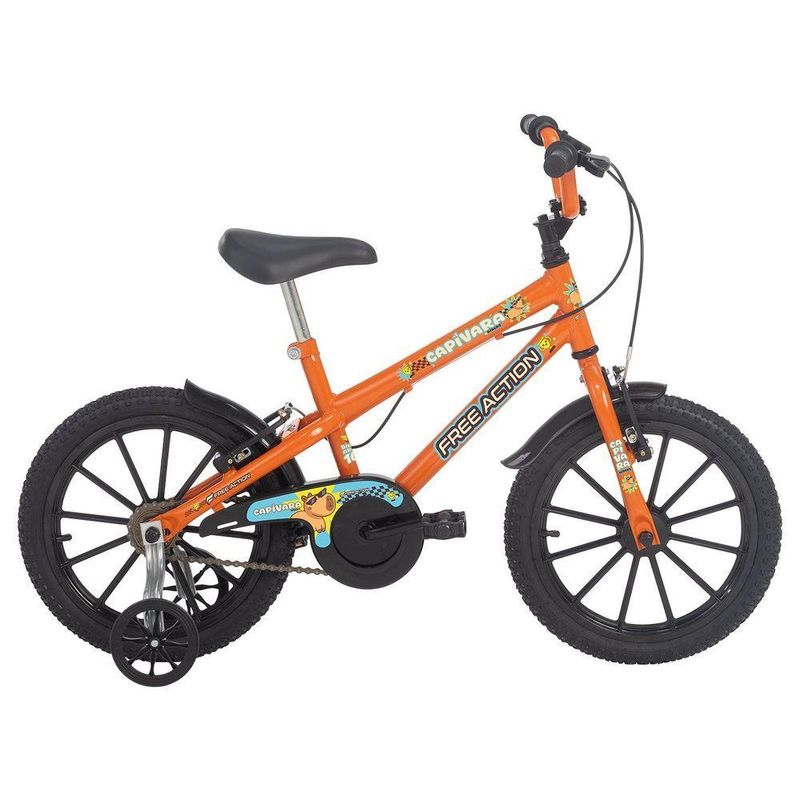 Bicicleta Infantil Capivara Riders Aro 16 Quadro Aço V-brake Laranja Free Action