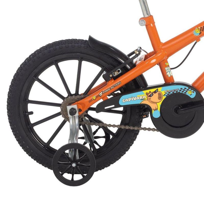 Bicicleta Infantil Capivara Riders Aro 16 Quadro Aço V-brake Laranja Free Action
