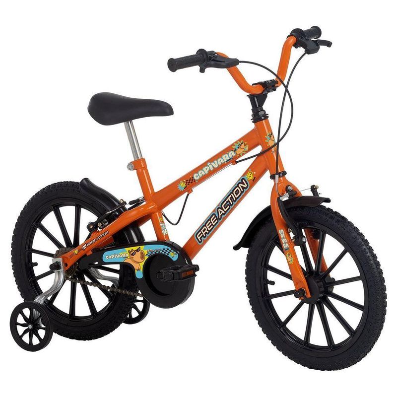 Bicicleta Infantil Capivara Riders Aro 16 Quadro Aço V-brake Laranja Free Action
