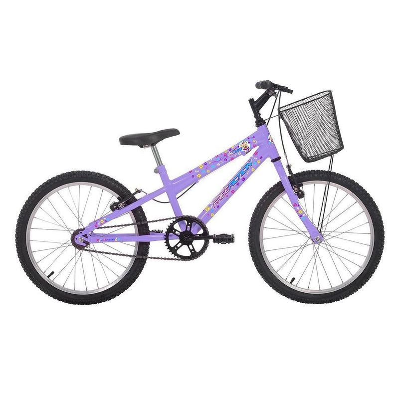 Bicicleta Kiss Mountain Bike Aro 20 Quadro Aço 1v Lilás Free Action