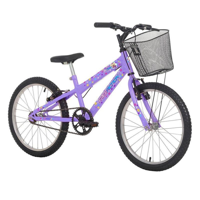Bicicleta Kiss Mountain Bike Aro 20 Quadro Aço 1v Lilás Free Action
