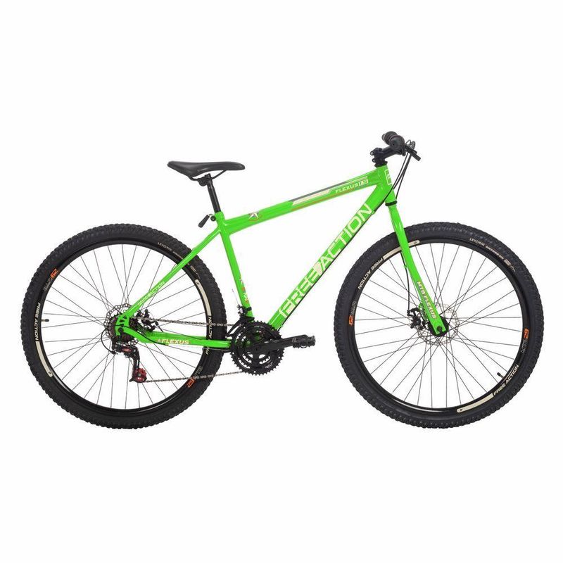 Bicicleta Flexus 15 Mtb Aro 29 Quadro Aço 21 Marchas Freio a Disco Free Action Verde Kawasaki