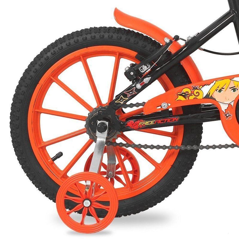 Bicicleta Infantil Joy Aro 16 com Rodinhas Laterais V-Brake Preto Brilho Free Action